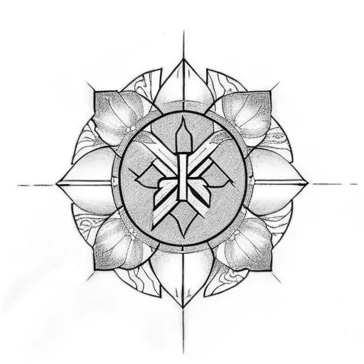Christian Cross, flowers, 4 siblings, 1999, 2000, 2006, 2013 tattoo design idea