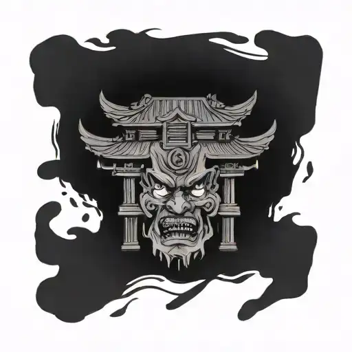 ruined temple ruins tattoo design idea