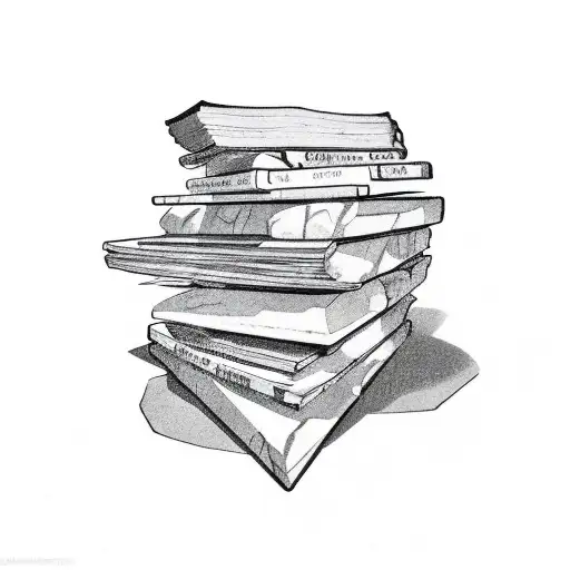 a rock consisting of stone and books tattoo design idea