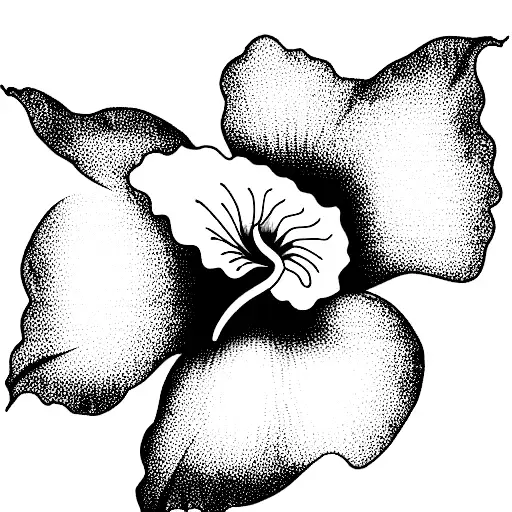 a beautiful hibiscus flower in front of a simplistic beaming sun, in black and white tattoo design idea