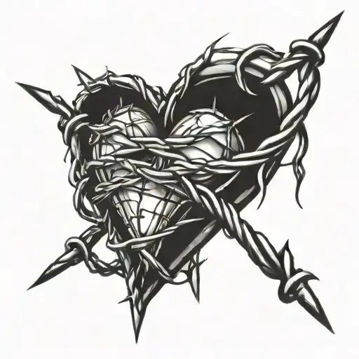 barbed wire heart tattoo design idea