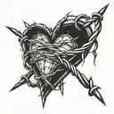 barbed wire heart tattoo design idea
