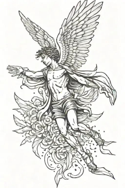 Icarus falling from the sky tattoo, but make it more unique tattoo design idea