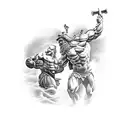 Zeus and Ares fighting tattoo design idea