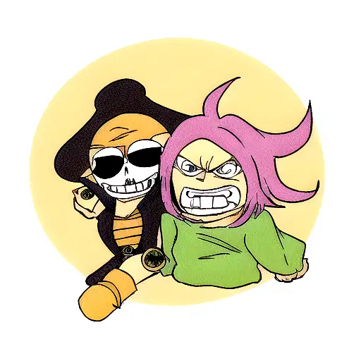 cell dbz and Blackbeard one piece tattoo design idea