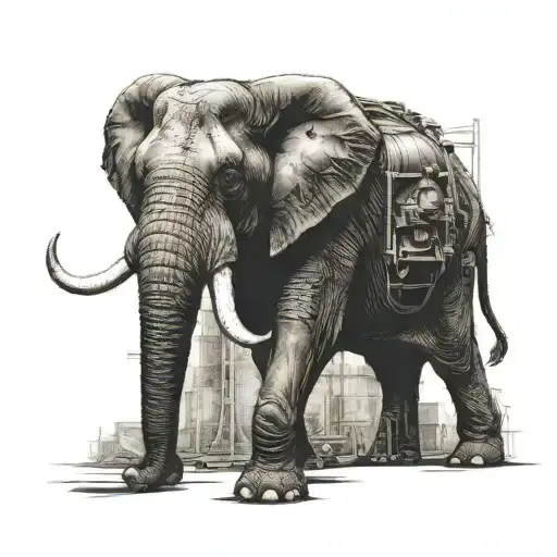 industrial elephant tattoo design idea