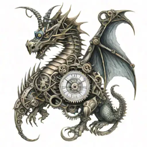 steampunk dragon tattoo design idea