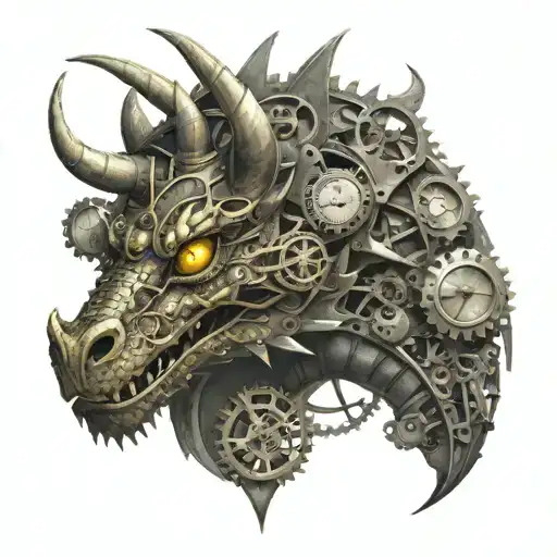 steampunk dragon tattoo design idea