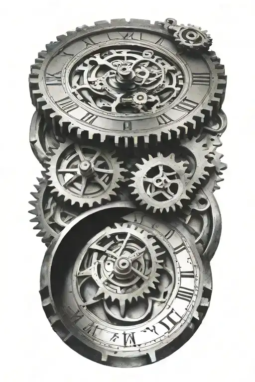 Clock gears forming musical notes tattoo design idea