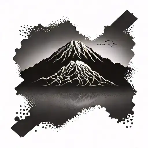 A tattoo design combining the majestic Mount Kilimanjaro with dragon scales for a unique and powerful look tattoo design idea
