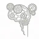 A brain made out of gears and engines, symbolizing the complexity of neurodivergence and the mind tattoo design idea