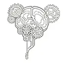 A brain made out of gears and engines, symbolizing the complexity of neurodivergence and the mind tattoo design idea