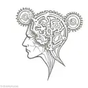 A brain made out of gears and engines, symbolizing the complexity of neurodivergence and the mind tattoo design idea