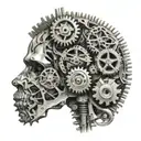 A brain made out of gears and engines, symbolizing the complexity of neurodivergence and the mind tattoo design idea