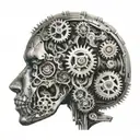 A brain made out of gears and engines, symbolizing the complexity of neurodivergence and the mind tattoo design idea
