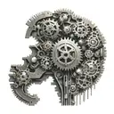 A brain made out of gears and engines, symbolizing the complexity of neurodivergence and the mind tattoo design idea
