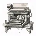 A typewriter with a brain inside, symbolizing the creativity of writing and neurodivergence tattoo design idea
