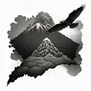 A tattoo design combining the majestic Mount Kilimanjaro with dragon scales for a unique and powerful look tattoo design idea