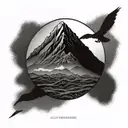 A tattoo design combining the majestic Mount Kilimanjaro with dragon scales for a unique and powerful look tattoo design idea