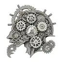 A brain made out of gears and engines, symbolizing the complexity of neurodivergence and the mind tattoo design idea