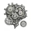A brain made out of gears and engines, symbolizing the complexity of neurodivergence and the mind tattoo design idea