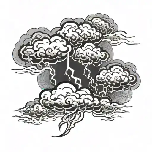 clouds with lightning coming out  tattoo design idea