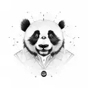 A camera lens morphing into a panda face tattoo design idea