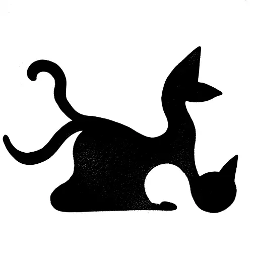 Mysterious cat walking by tattoo design idea