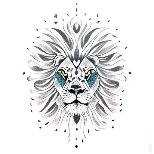 lion face with scar tattoo design idea