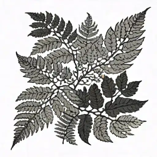 Fern leaves intertwined tattoo design idea