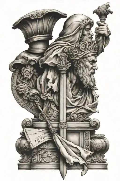 wisdom and courage justice tattoo design idea