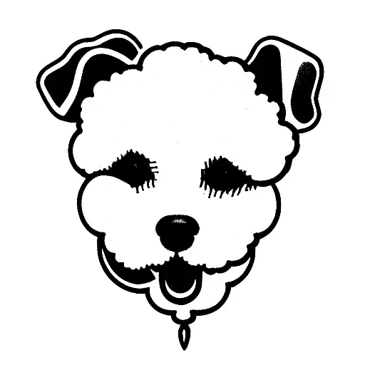 Bichon Frisé with tongue out tattoo design idea