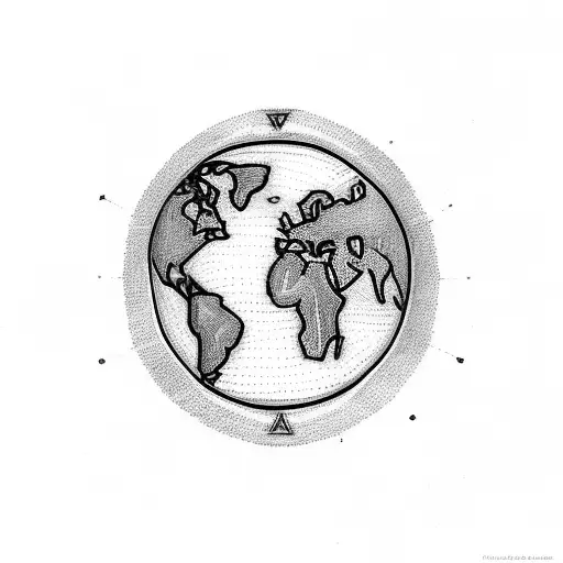 world map with world's religious symbols tattoo design idea