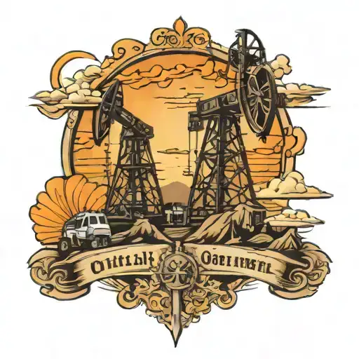oilfield country landscape tattoo design idea