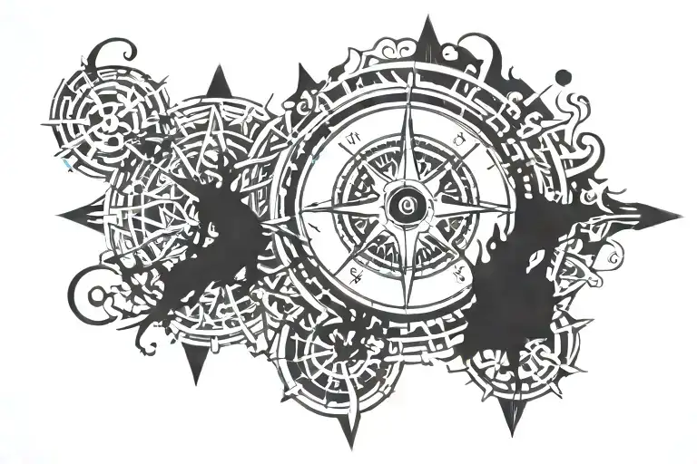 compass oilfield  tattoo design idea