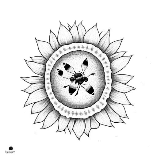 Sunflowers with ladybugs and a humming bird tattoo design idea