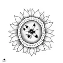 Sunflowers with ladybugs and a humming bird tattoo design idea