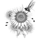 Sunflowers with ladybugs and a humming bird tattoo design idea