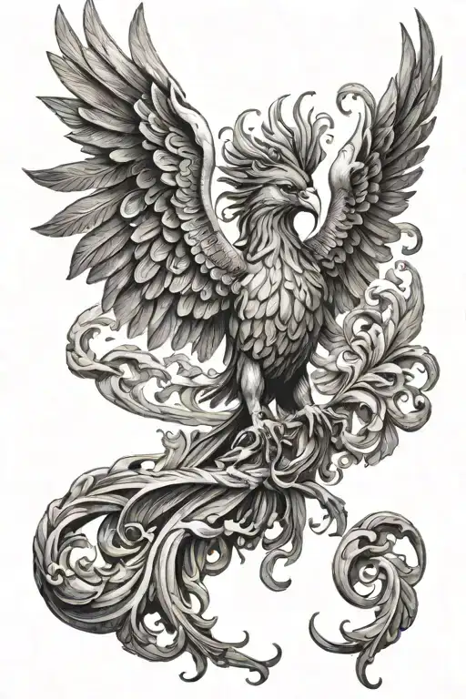 greek mythology with phoenix tattoo design idea
