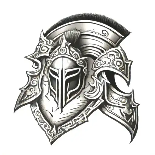 spartan sheild tattoo design idea