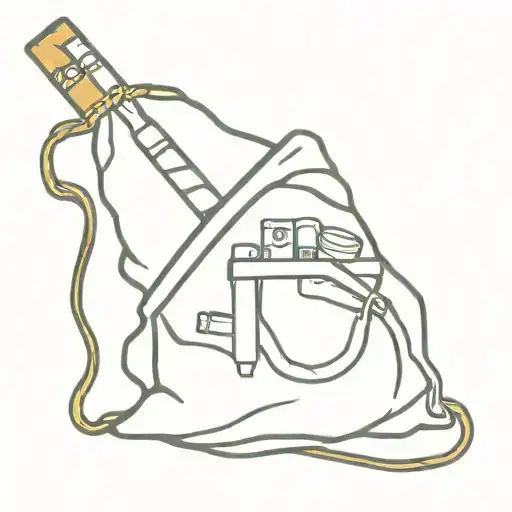 cigarettes and canvas moneysack losley tied open tattoo design idea