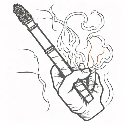 cigarettes, paintbrush, canvas and fire tattoo design idea