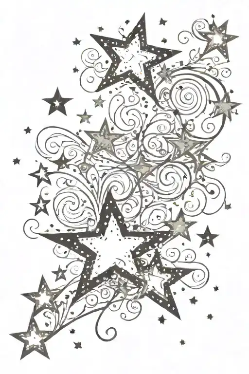 stars and inky swirls around them, sparkles  tattoo design idea
