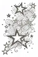 stars and inky swirls around them, sparkles  tattoo design idea