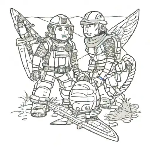 skipper and warrior  tattoo design idea