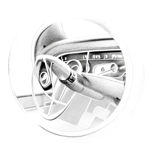classic car steering wheel tattoo design idea