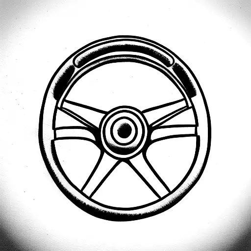 classic car steering wheel tattoo design idea