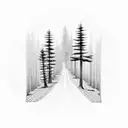 Forest road inside a rhombus tattoo design idea