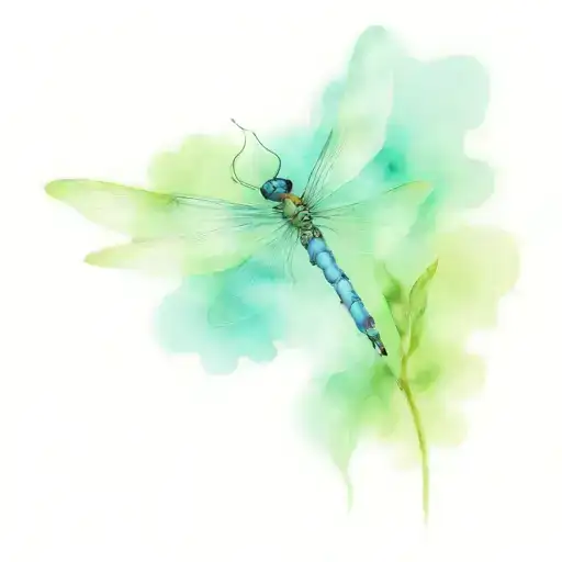 flowers and dragon fly tattoo design idea