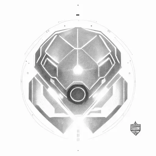 Subject: Atom, the robot from "Real Steel," depicted in a minimalistic style Face Design: Focus on Atom's facial feature tattoo design idea
